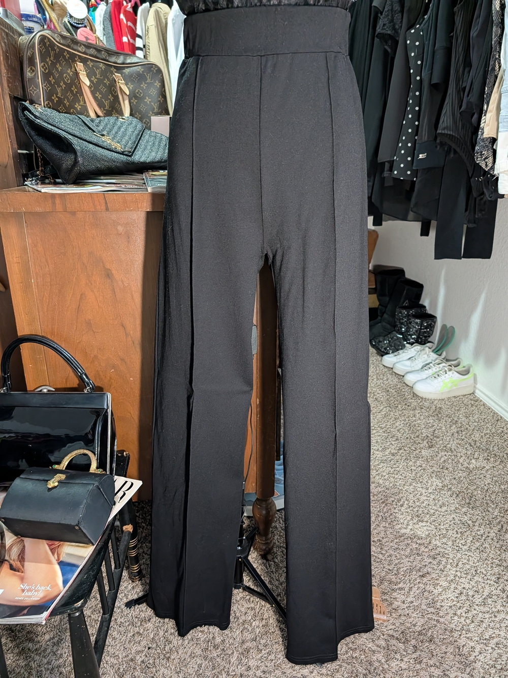 Black High-Waist Wide-Leg Pants